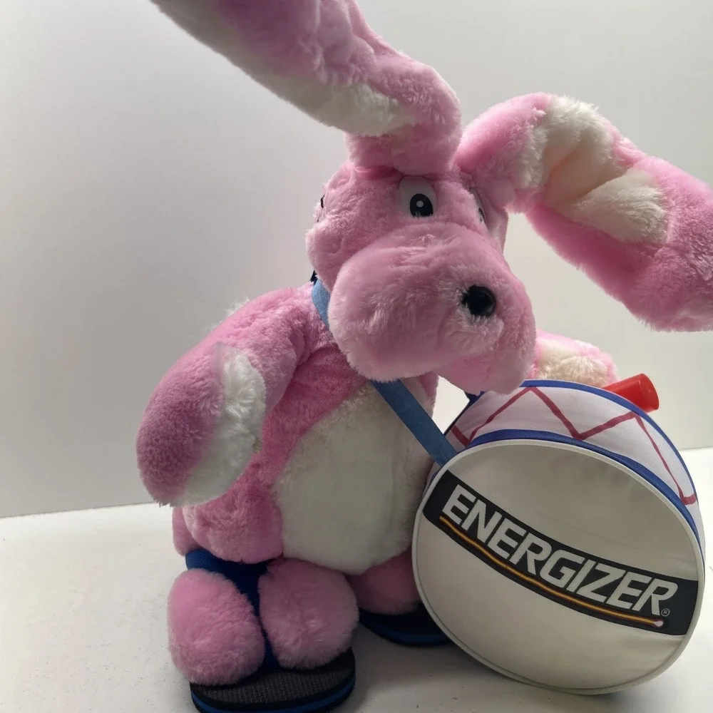 Vintage 1989 Energizer Bunny Plush Pink Drum Flip Flops Stuffed Toy ‼️Read Desc